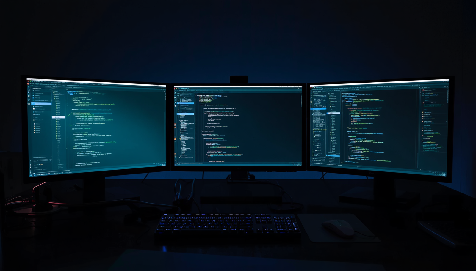 Cybersecurity News Stories May 22 image showing a realistic software development workspace with multiple IDE windows and package registry icons, with a subtle visual fault at the extension layer 