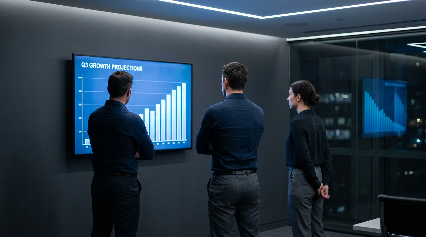 Top 5 Cybersecurity News Stories vom 15 Mai 2026: Unternehmens-Boardroom mit großem Dashboard, das steil ansteigende Trendlinien für Drittanbieter-Beteiligung und Spionage-Vorfälle zeigt.