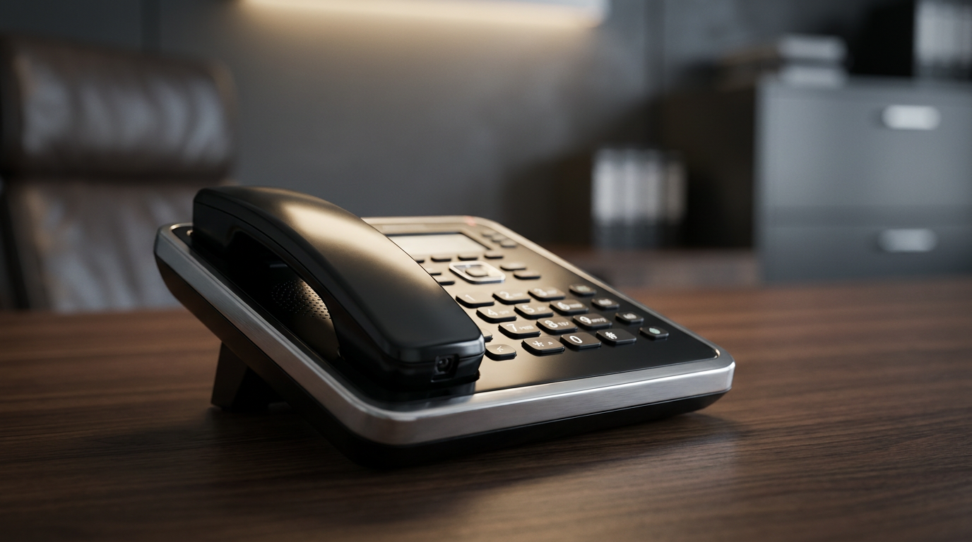 Top 5 Cybersecurity News Stories vom 15 Mai 2026: Modernes Büro mit einem Telefon als zentralem Bildelement, umgeben von Unternehmens-Sicherheitssystemen, die vom Angriff unberührt blieben.