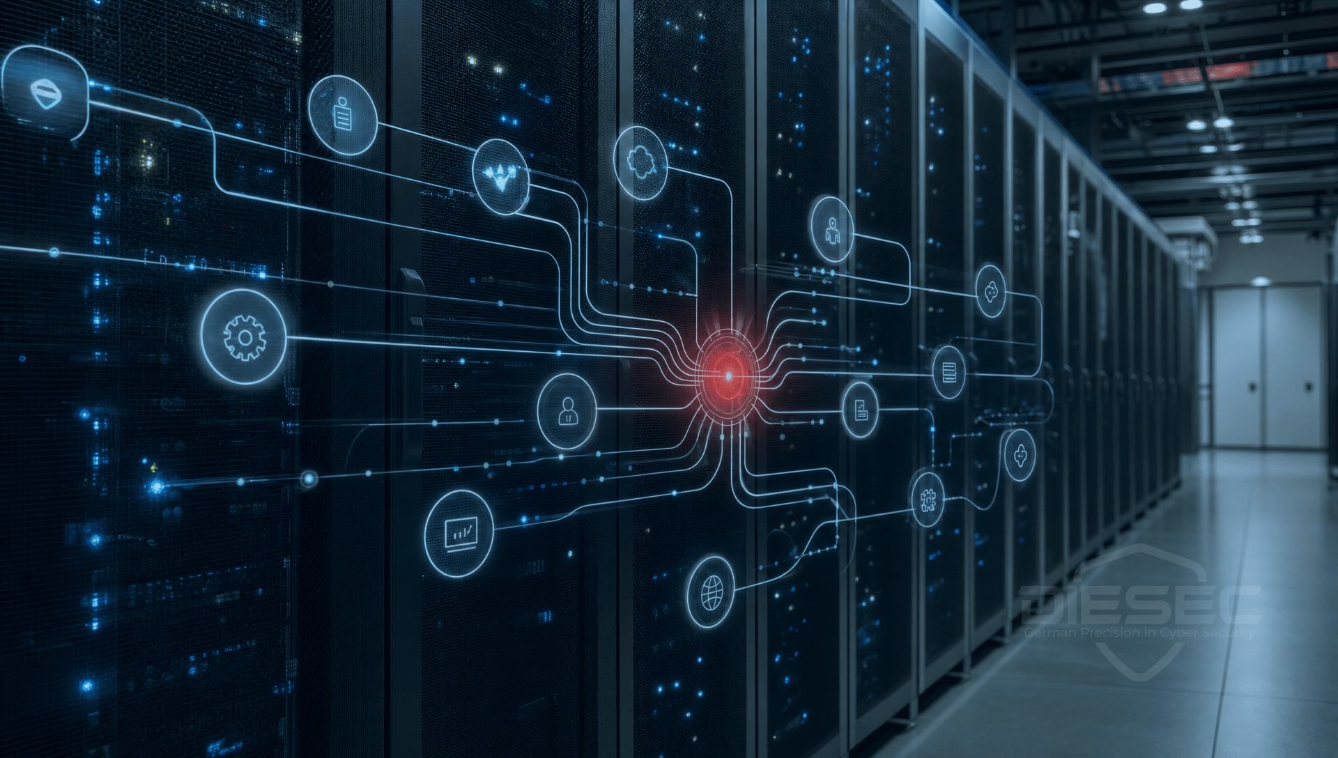 Cybersecurity News Stories June 19, 2026 image showing a server room with AI infrastructure routing connections displayed on screens in a dark professional environment