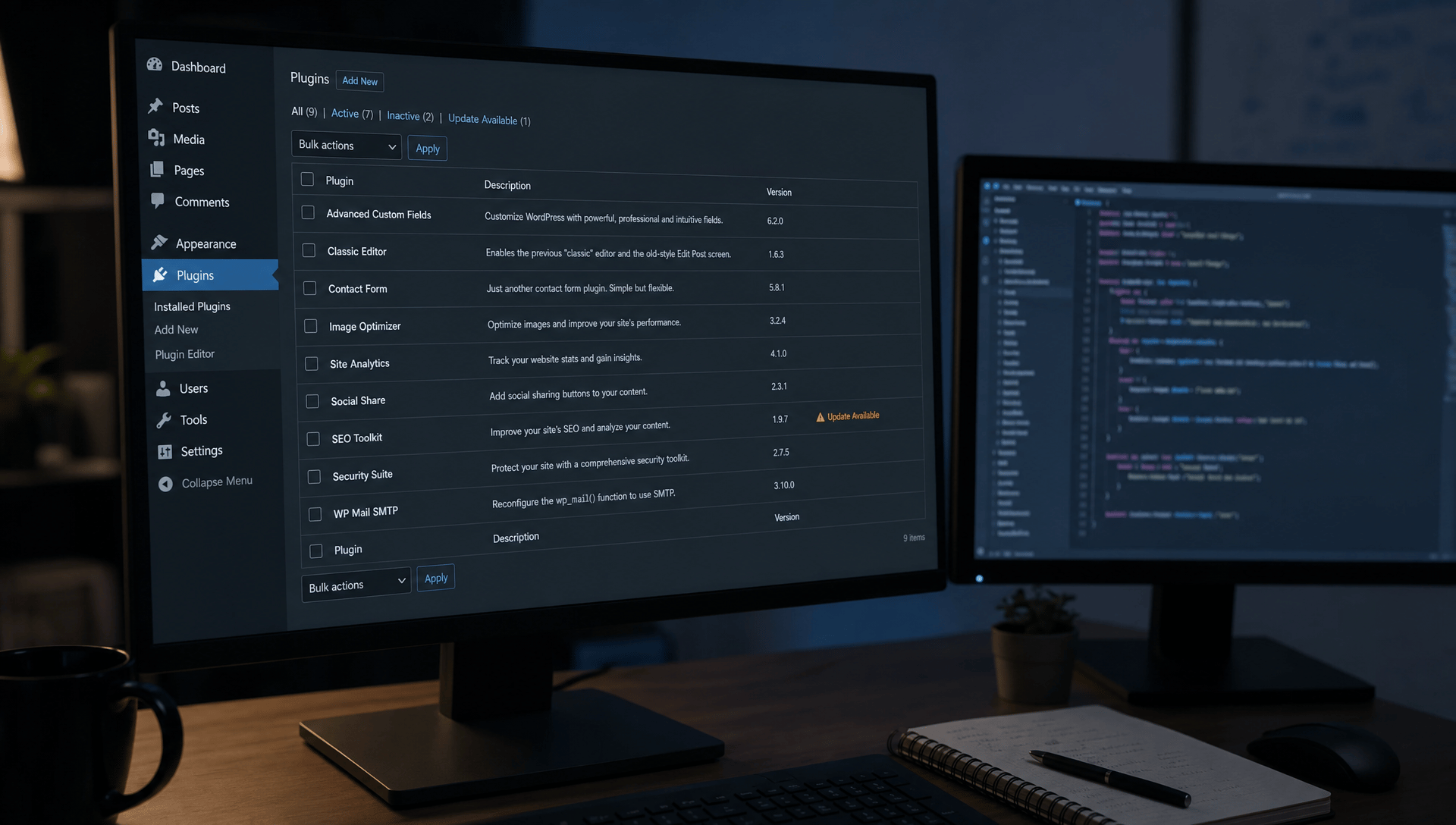 Cybersecurity News Stories June 05 2026 image showing a WordPress website admin dashboard interface on a monitor with a subtle visual indication of unauthorised access in a clean modern office environment