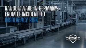 Ransomware in Germany — idle production line symbolising a cyberattack-related operational shutdown