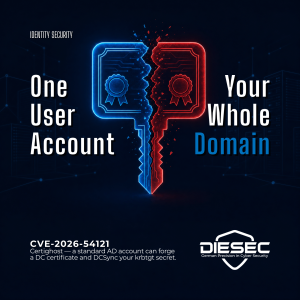 Certighost CVE-2026-54121 Active Directory flaw lets any standard user impersonate a Domain Controller and take over the entire domain via DCSync.