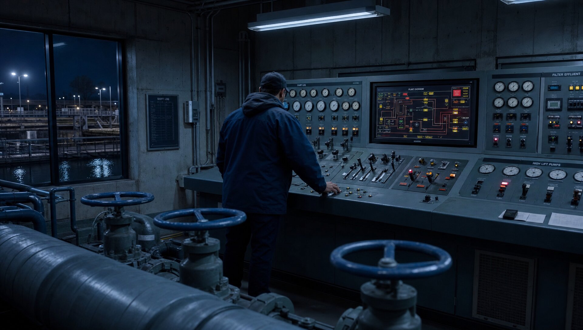 Cybersecurity News Stories July 31, 2026 image showing a water treatment plant OT control panel with PLC safety interlock indicators being disrupted in a coordinated cyberattack, with manual operation warning indicators and an ICS network diagram in a dark operational technology environment