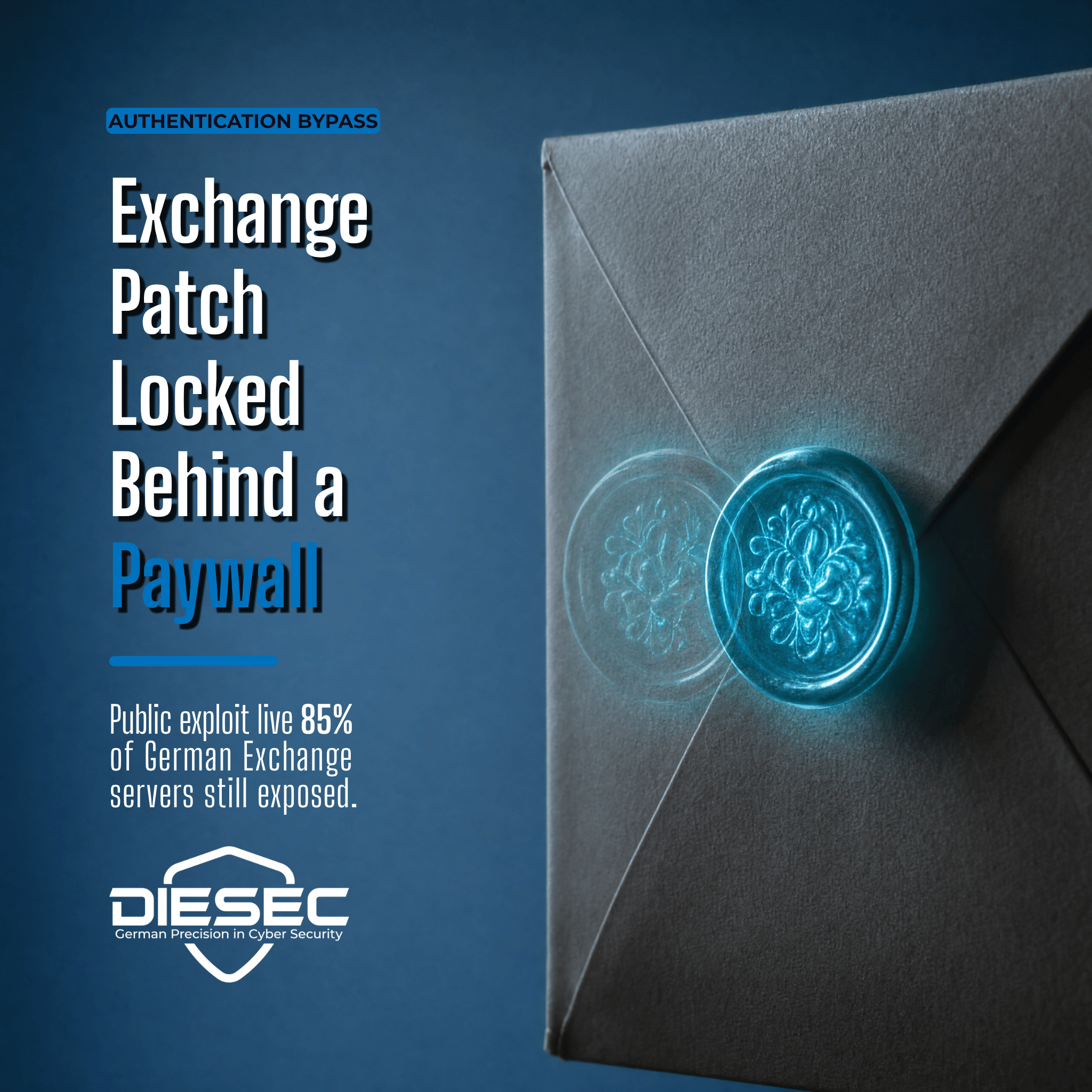 A public exploit for an Exchange authentication bypass vulnerability is live, and 85% of German on-prem servers remain unpatched, BSI warns.