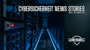 Top 5 Cybersicherheit News Stories vom 4. September 2026 – Titelbild zeigt einen dunklen Enterprise-Server-Korridor mit blauen LED-Statuslichtern und einer einzelnen Netzwerk-Appliance mit rotem Diagnose-Licht, stellvertretend für die Lücke zwischen angenommenen und tatsächlichen Schutzmaßnahmen