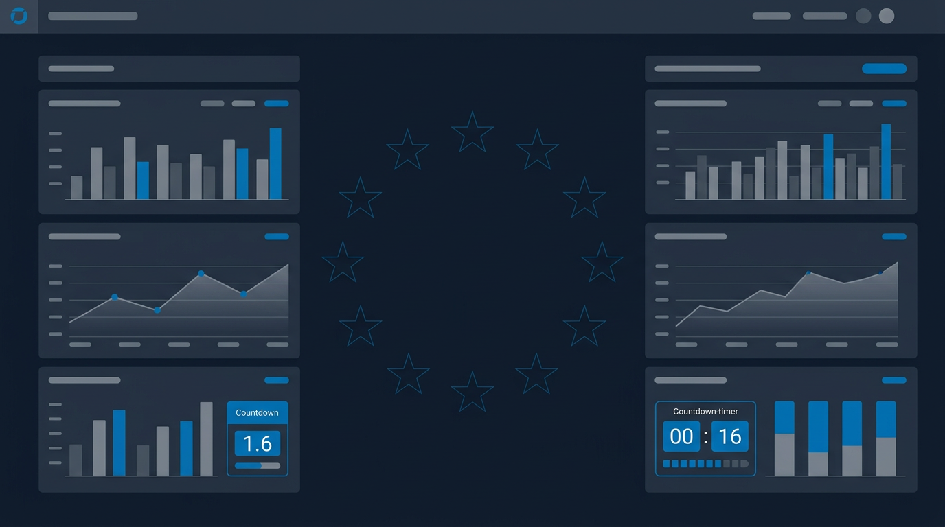 Regulatorisches Melde-Dashboard mit Compliance-Zeitleiste und Countdown-Anzeigen