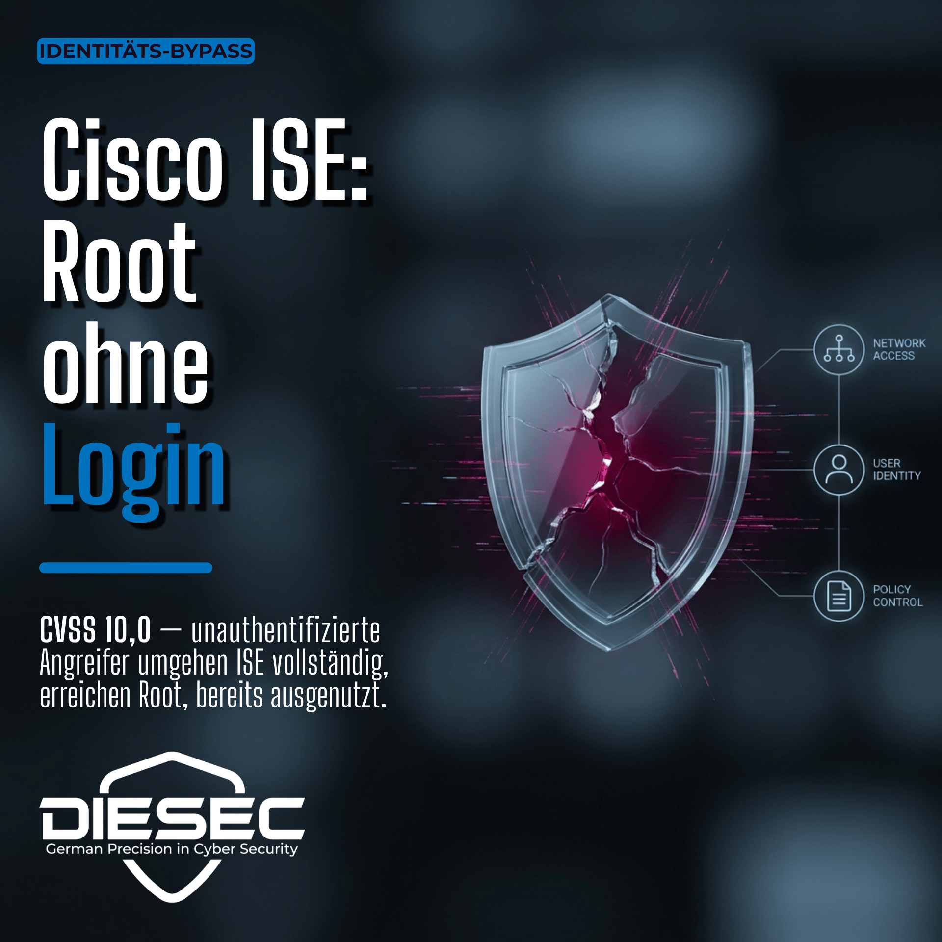 Eine Cisco ISE authentication bypass vulnerability (CVSS 10.0) erlaubt Root-Zugriff ohne Anmeldedaten. Aktive Ausnutzung bestätigt. Jetzt patchen.