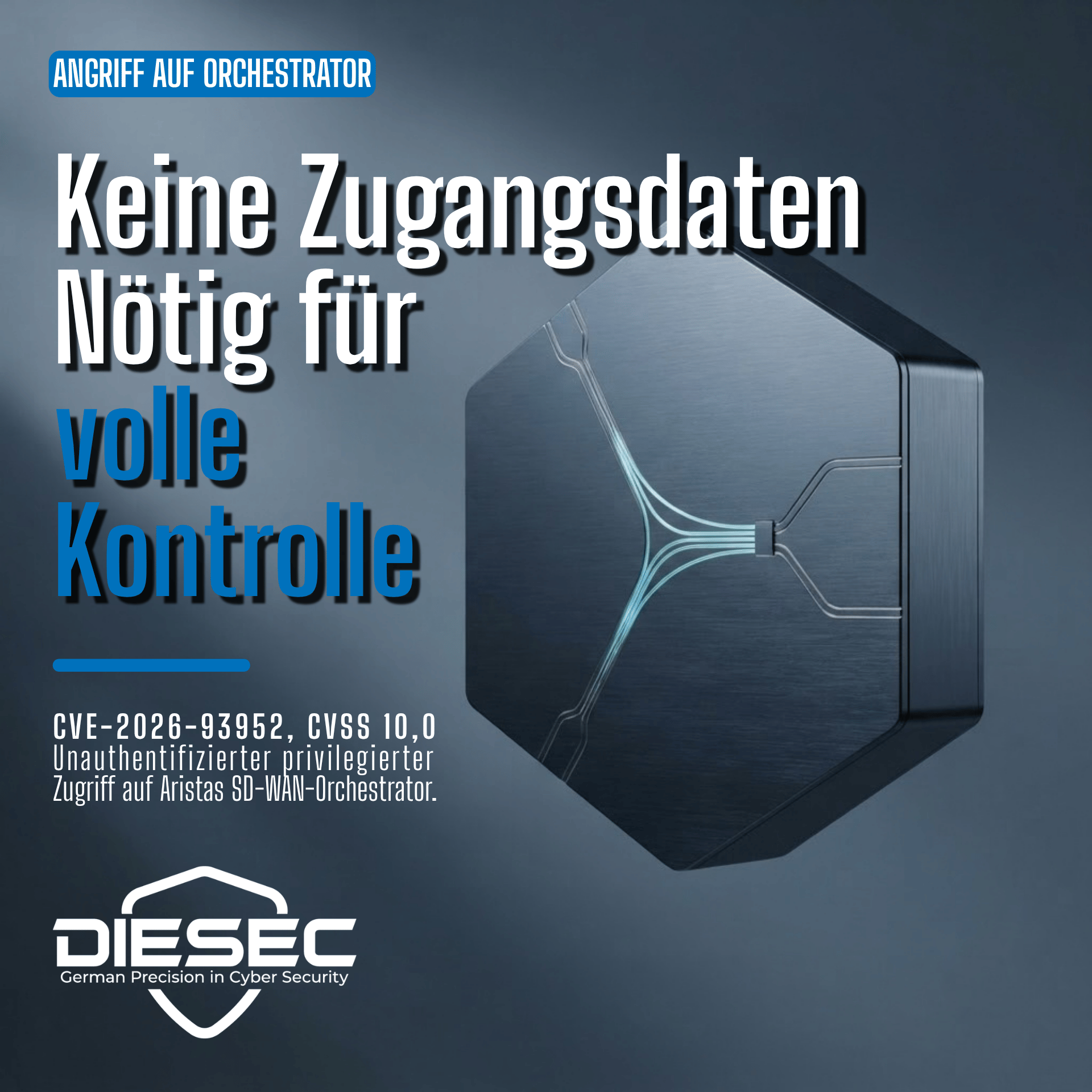 Eine Arista VeloCloud Orchestrator Sicherheitslücke (CVSS 10,0) erlaubt privilegierten Zugriff ohne Zugangsdaten. Jetzt patchen und auf Backdoors prüfen.