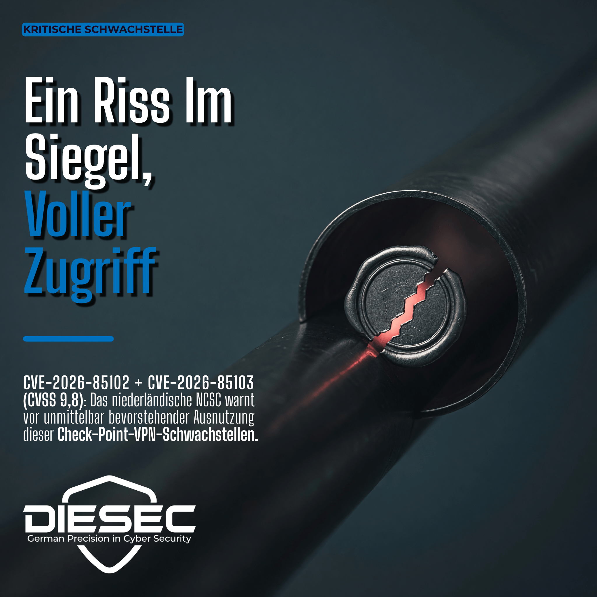 Eine Check Point VPN Certificate Vulnerability (CVSS 9,8) ermöglicht Pre-Auth-RCE. Das niederländische NCSC warnt vor drohender Ausnutzung.
