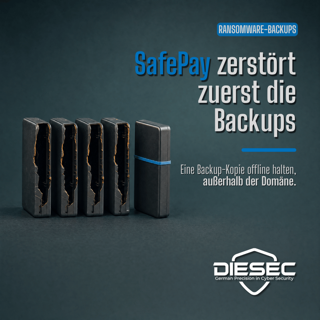 SafePay Ransomware Warnung AA26-293A: Backups werden vor der Verschlüsselung zerstört, Oktober 2026