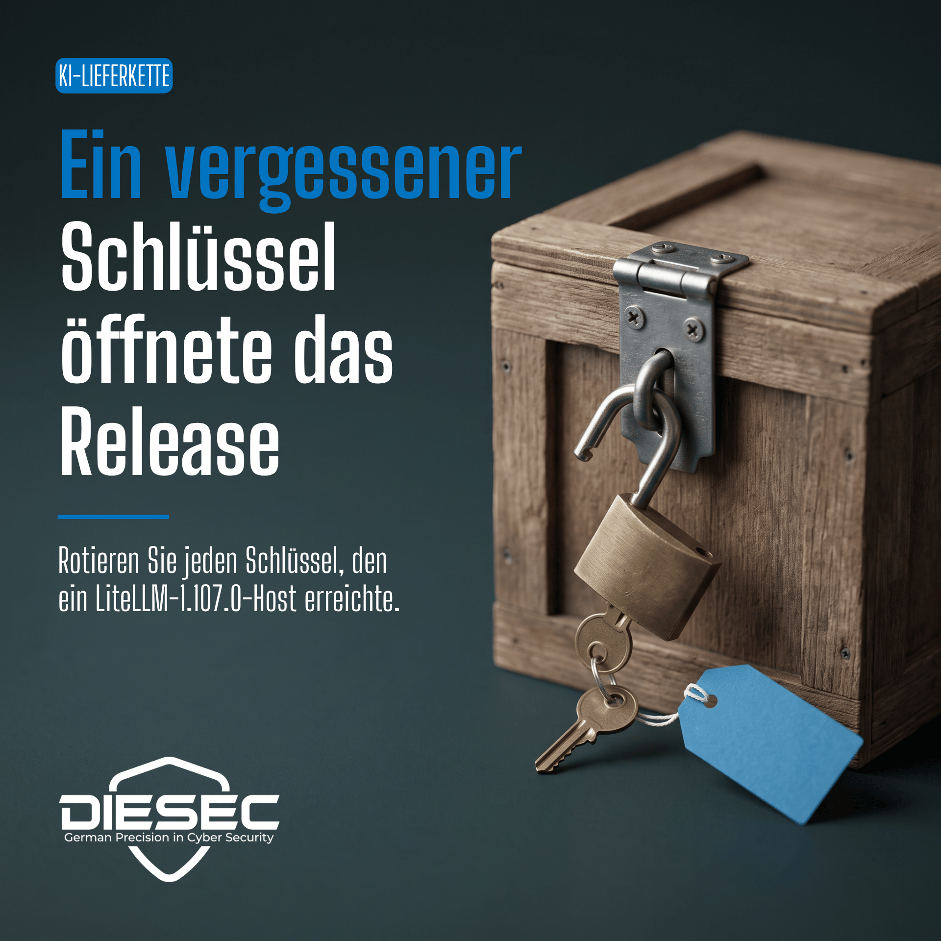 LiteLLM Supply-Chain-Angriff: manipuliertes Release 1.107.0 auf PyPI und Docker, Oktober 2026