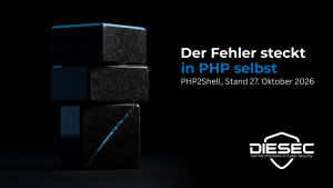PHP2Shell Sicherheitslücke: Ein Stapel aus drei schwarzen Steinblöcken, der unterste mit einem Riss, aus dem blaues Licht scheint