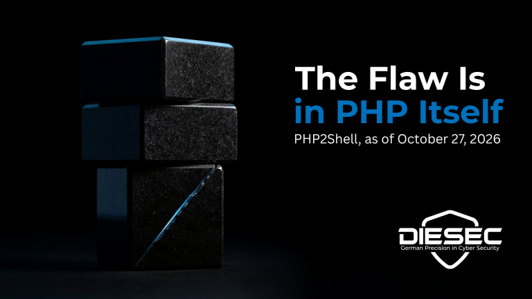 PHP2Shell vulnerability: a stack of three black stone blocks, the bottom one cracked with a thin line of blue light